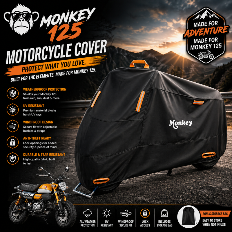 Waterproof Motorcycle Cover – Honda Monkey 125 All-Weather Rain, UV & Dust Protection