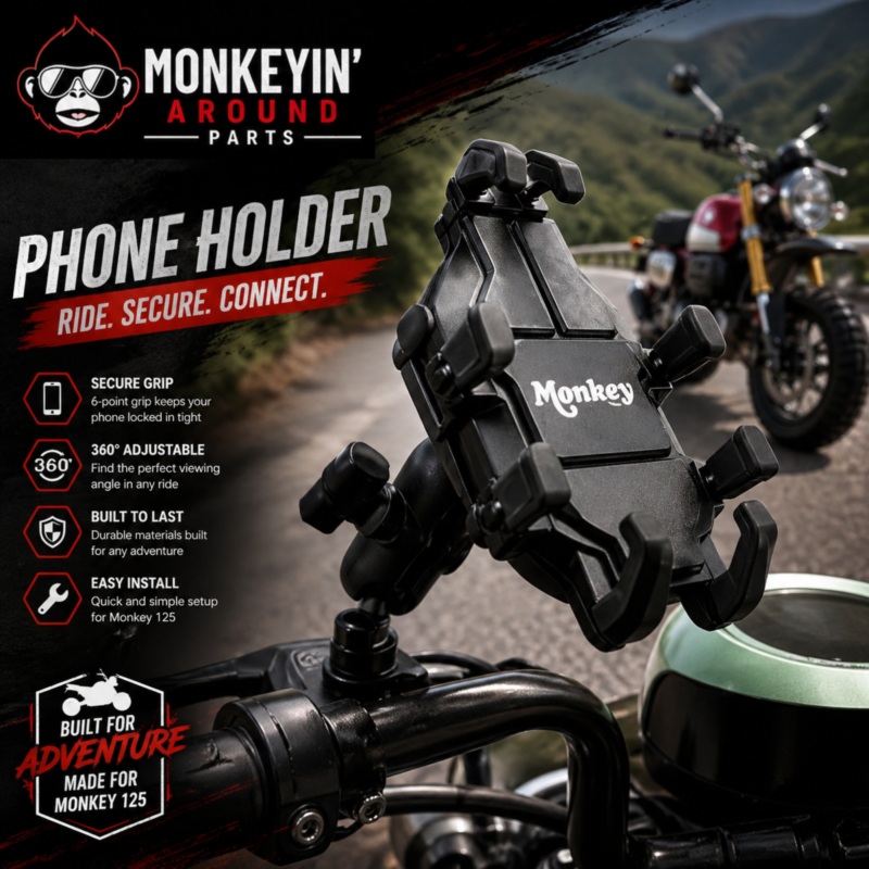 Motorcycle Phone Holder Mount (360° Rotation) – Honda Monkey 125 Handlebar Smartphone Holder