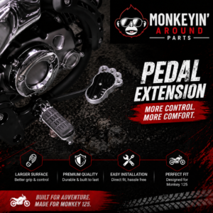 CNC Brake Pedal Enlarger (Monkey Logo) – Honda Monkey 125 / Grom / DAX 125 Foot Brake Extension (2018–2024)