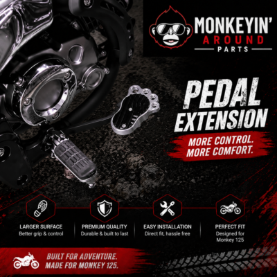 CNC Brake Pedal Enlarger (Monkey Logo) – Honda Monkey 125 / Grom / DAX 125 Foot Brake Extension (2018–2024)