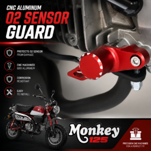 CNC Aluminum O2 Sensor Guard with Monkey Logo — Honda Monkey 125 / Grom / MSX / CT125